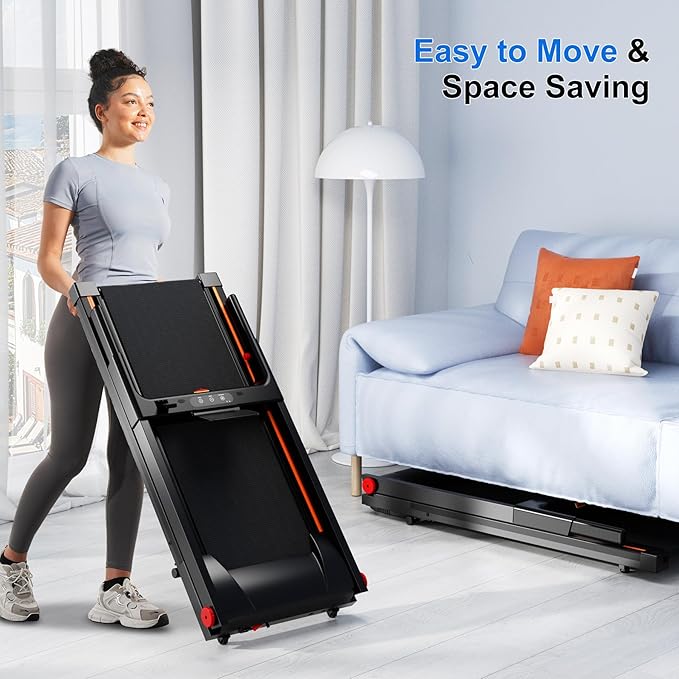 Treadmill with 5% Incline, 300lbs Capacity Folding 15 HP Small Treadmills for Home Portable Running Treadmill with Handles Quiet Brushless Dual Cushion System, Electric Compact Treadmil-StrideForce Fitness