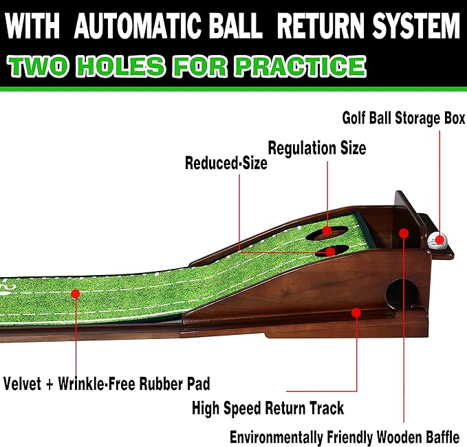 Putting Green Indoor Mat Outdoor Golf Putting Mat with Automatic Ball Return - Ideal for Home, Office, and Outdoor Use-StrideForce Fitness