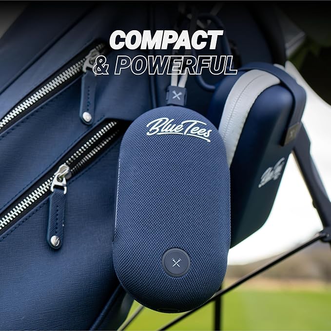 Blue Tees Golf Player Go - Compact GPS Speaker, Bluetooth Music & Audible GPS Distances, Auto Course Recognition, IPX7 Waterproof, 40,000+ Preloaded Courses, 16+ Hours Battery, Built-in Magnetic Strip-StrideForce Fitness