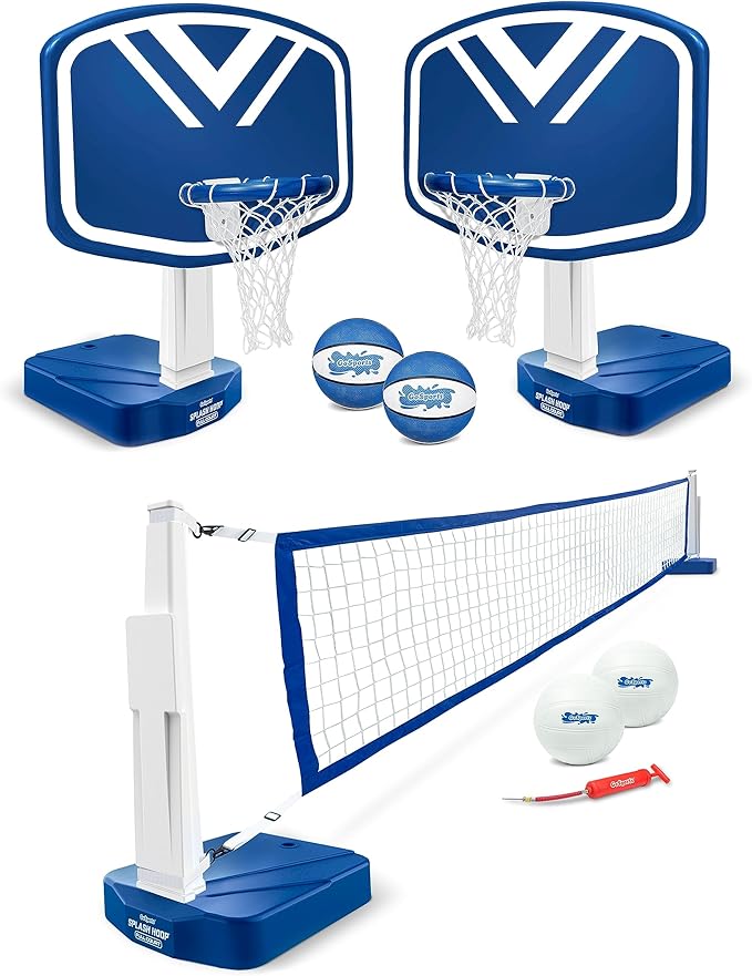 GoSports Splash Hoop 2-in-1 Full Court Pool Basketball & Volleyball Game Set-StrideForce Fitness
