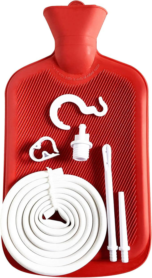 Abyclean Enema Bag Kit Rubber Anal Douche Vaginal Douche Enema Cleaner for Women’s or Man’s Health (Red, 2L)-StrideForce Fitness