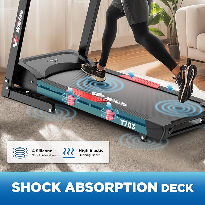 4.0HP Treadmills for Home, Folding Treadmill with 15% (8.5°) Auto Incline, 300 LBS Capacity, 10 MPH Speed, 18''x50'' Wide Belt, Bluetooth, App, 64 Preset Programs, Pulse Monitor, BMI Detector-StrideForce Fitness