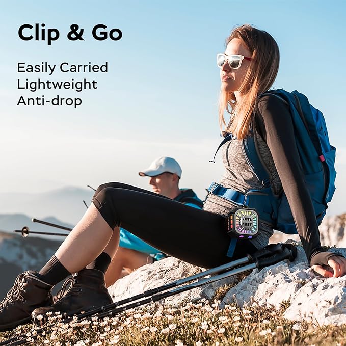 INSMY IP67 Waterproof Bluetooth Speaker, Shower Speaker Portable Small Clip-on, Multi Sync 100+ Speakers, Big Volume Booming Bass, 24H Playtime/Floatable/RGB Lights for Outdoor/Kayak/Beach (Black)-StrideForce Fitness