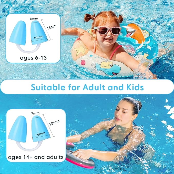 Painless Nose Plugs for Swimming,Nose Plugs for Swimming for Kids (Age 6+) and Adults, Ensure Comfort and Safety in The Water (White, S)-StrideForce Fitness