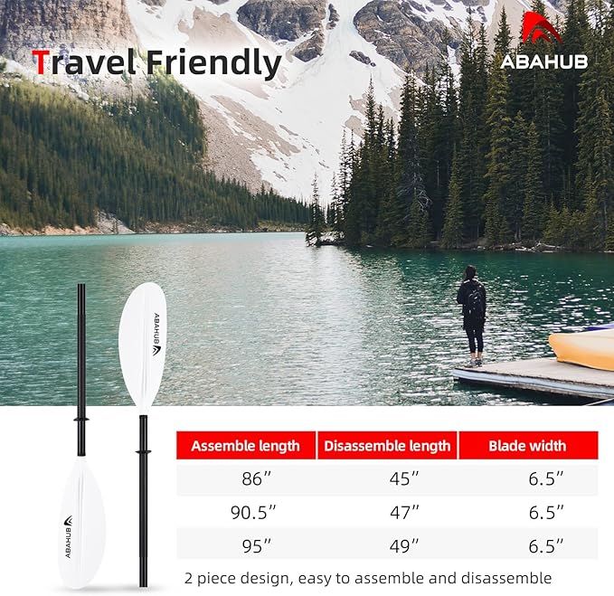 Abahub Kayak Paddle, 90.5 Inches Kayaking Oars for Boating, Canoeing with Free Paddle Leash, Aluminum Alloy Shaft Black/Blue/Green/Orange/Yellow Plastic Blades-StrideForce Fitness