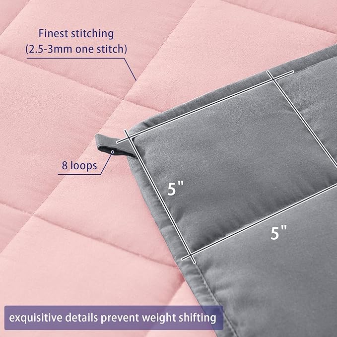 King Size Weighted Blanket for Adults (25 lbs, 80” x 87”, Pink Grey) Cooling Heavy Blanket for Sleeping Perfect for 240-260 lbs, Breathable Blanket for Adults & Couple All Season, Machine Washable-StrideForce Fitness