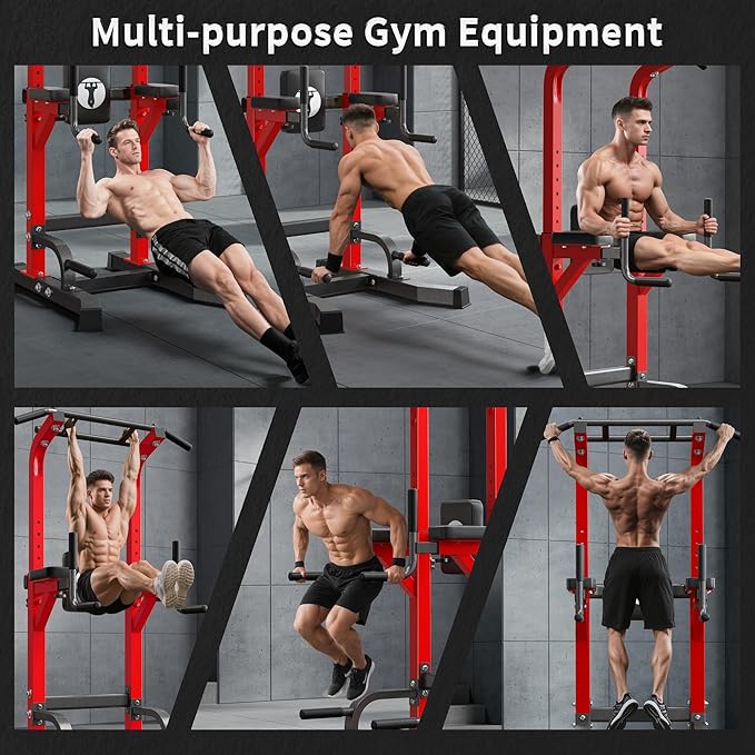 sogesfurniture Adjustable Dip Stands Assistive Trainer for Home Gym - 10-Level Height Wall-Saving Pull Up Bar, Dual Training Stands for Dip Push Up & Core Workout, Heavy Duty Steel Frame-StrideForce Fitness