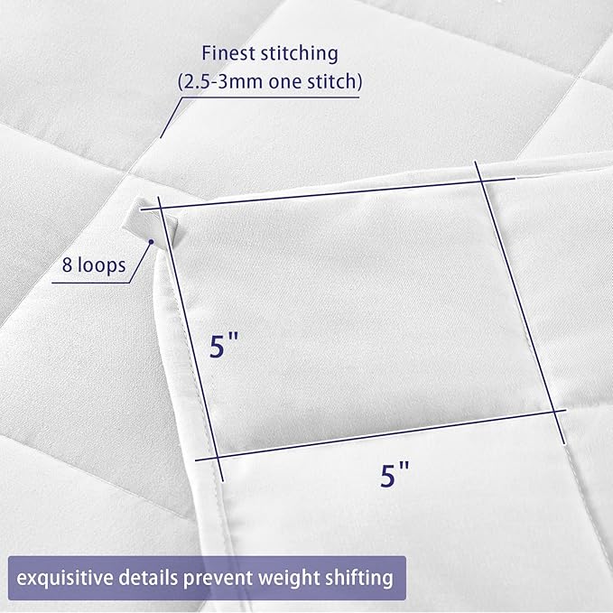 yescool Weighted Blanket for Adults (20 lbs, 60” x 80”, White) Cooling Heavy Blanket for Sleeping Perfect for 190-210 lbs, Queen Size Breathable Blanket with Premium Glass Bead, Machine Washable-StrideForce Fitness