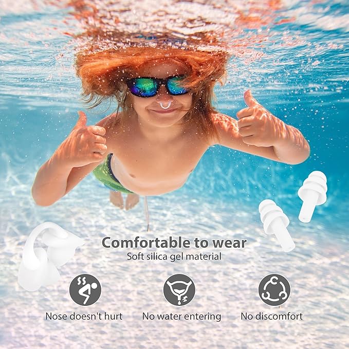 Nose Plugs for Swimming for Kids(Age 4-7),Painless Nose Clip for Swimming, Ensure Comfort and Safety in The Water (White, Small)-StrideForce Fitness