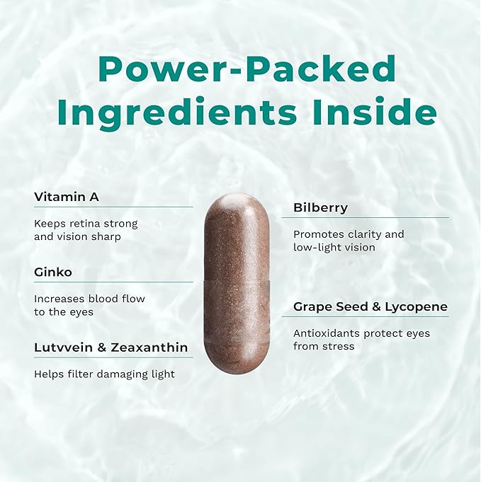 Visibili-T - Vitamin Supplement for Eye Health & Vision Support - Carrot Root, Chromium, Bilberry, Ginkgo Biloba, Grape Seed Extract, Lycopene, Vitamin A, Lutein & Zeaxanthin - 60 Capsules-StrideForce Fitness