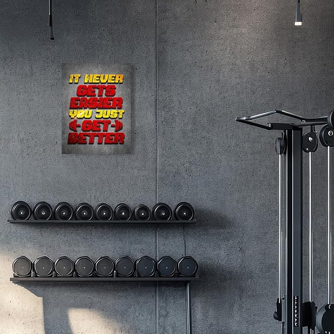 Gym Quotes Wall Art,Inspirational Workout Wall Decor,It Never Gets Easier You Just Get Better Canvas Wall Art for Home Gym Exercise Fitness Room-StrideForce Fitness