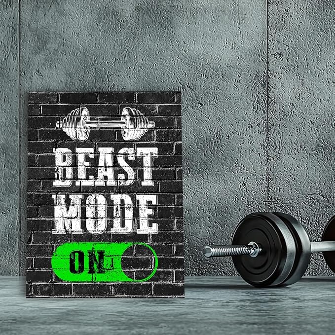 Gym Quotes Wall Art,Inspirational Workout Wall Decor,Beast Mode on Canvas Wall Art for Home Gym Exercise Fitness Room-StrideForce Fitness