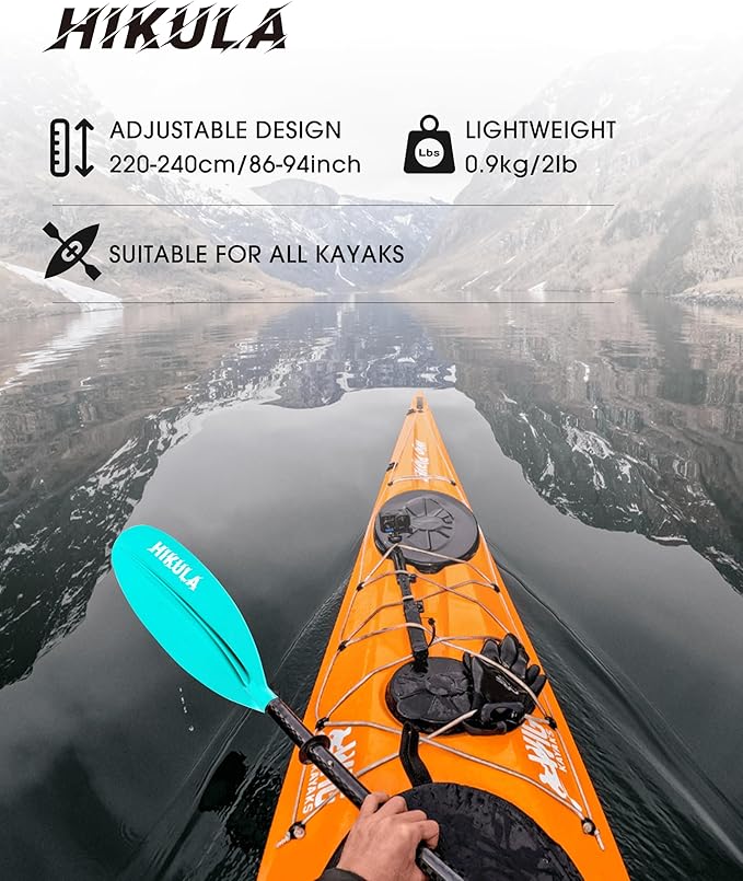 Adjustable Kayak Paddle with Carbon Shaft and PP Blade Available in 220-230/220-240/230-250cm Floating Lightweight Kayak Oars with Original Pattern-StrideForce Fitness