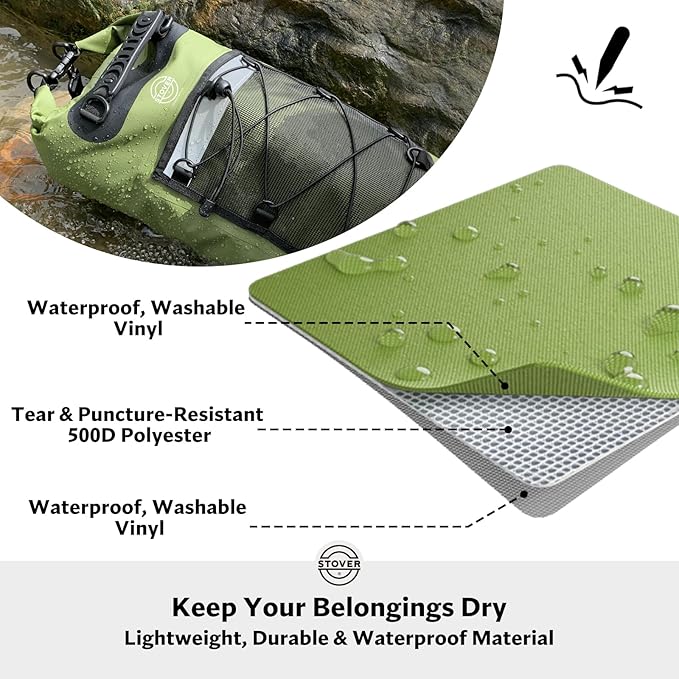 STOVER 5/10/25/30/40/55L Waterproof Backpack- Floating Dry Bag for Kayaking, Travel, Beach, Hiking, & Camping, Men/Women-StrideForce Fitness