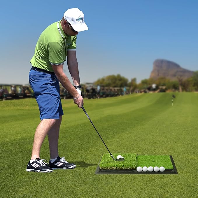 SAPLIZE Foldable Heavy-Duty Golf Hitting Mat, Practice Mat with 10mm EVA Rubber Backing, Larger Size for Indoor/Outdoor Swing and Chipping Practice, Anti-Deformation-StrideForce Fitness