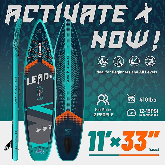 Lead 11‘ x 33" / 12’×35" Inflatable Stand Up Paddle Board - Premium SUP Board Kit - Ultra Stable Paddleboard for Adults & Youth - All Skill Levels - for Lakes, Oceans-StrideForce Fitness