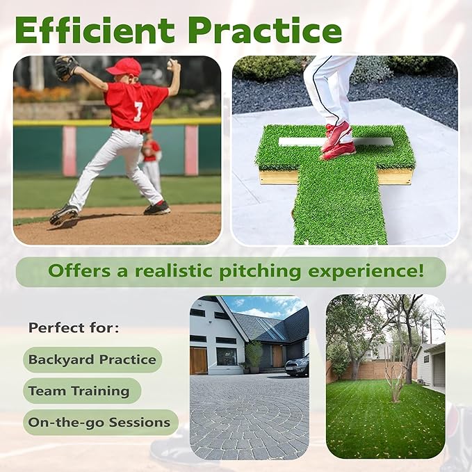 PROLEE Pitching Mound, 6.5 Inch Pitchers Mound with Antifade Turf, Pitching Mounds for Baseball, Portable Design with Easy Carrying-StrideForce Fitness
