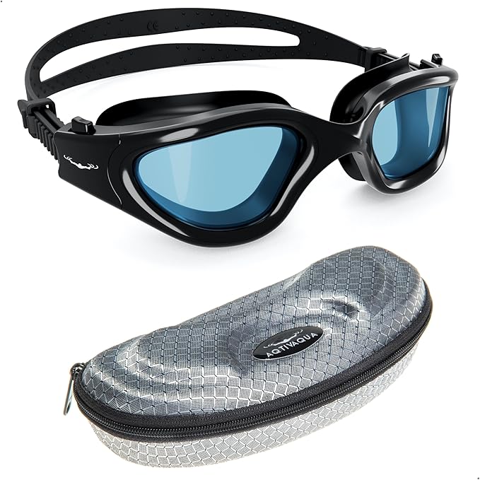 AqtivAqua Swimming Goggles, DX Wide View Swim Goggles for Adult Men Women, Anti Fog No Leaking-StrideForce Fitness