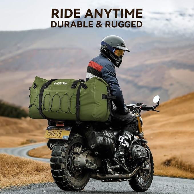 HEETA Waterproof Duffel Bag Motorcycle Dry Bag Backpack, 60L/80L Extra Large Rolltop Travel Duffle Bags with Straps & Handles for Kayaking Rafting Boating Canoeing Camping Gym Beach Cruise Ship-StrideForce Fitness