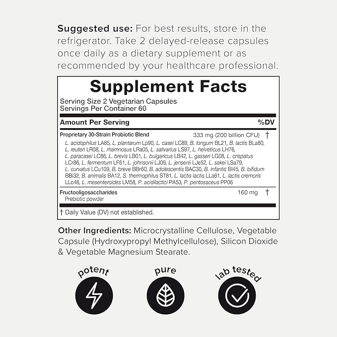 Toniiq 200 Billion CFU Probiotic Supplement 30 Verified Third-Party Tested Strains - Fully Shelf-Stable Probiotics Formula with Prebiotic Blend - Extended Release Capsules-StrideForce Fitness