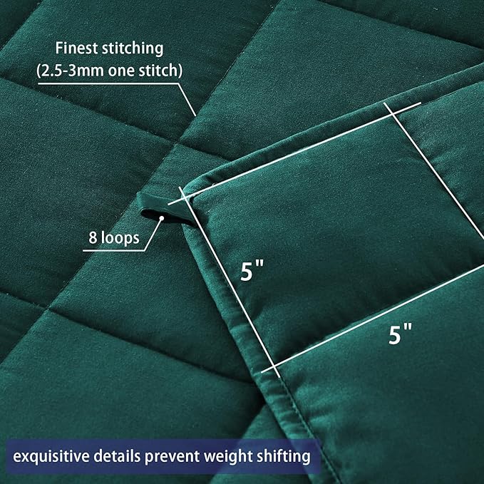 yescool Weighted Blanket for Adults (25 lbs, 60" x 80", Dark Green) Cooling Heavy Blanket for Sleeping Perfect for 240-260 lbs, Queen Size Breathable Blanket with Premium Glass Bead, Machine Washable-StrideForce Fitness