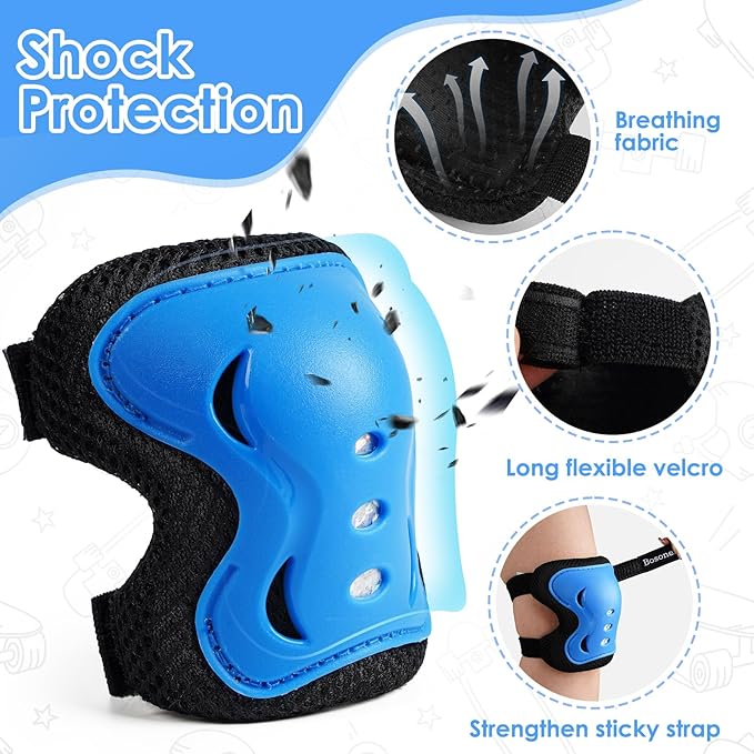 BOSONER Kids/Youth Knee Pad Elbow Pads Guards Protective Gear Set for Roller Skates Cycling BMX Bike Skateboard Inline Skatings Scooter Riding Sports-StrideForce Fitness