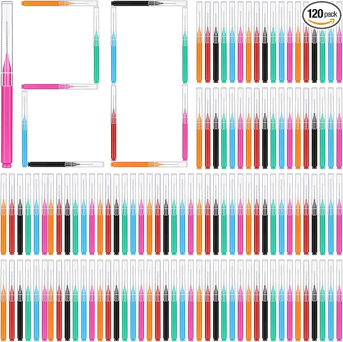 120 Pieces Interdental Brushes Between Teeth, Braces Toothbrush Flossers Cleaner Dental Floss Picks for Teeth Braces Orthodontic Hygiene Cleaning Tools (Bright Colors, Multiple Sizes)