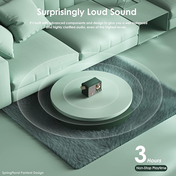 Retro Bluetooth Speaker, Cute Small Bluetooth Speakers Portable Wireless for Indoor Outdoor Vintage Home Office Decor, Perfect for Party Desk Kitchen Hiking Beach Travel Gift Ideas Green-StrideForce Fitness