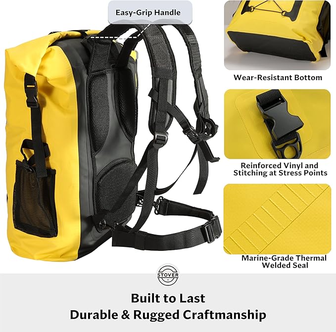 STOVER 5/10/25/30/40/55L Waterproof Backpack- Floating Dry Bag for Kayaking, Travel, Beach, Hiking, & Camping, Men/Women-StrideForce Fitness