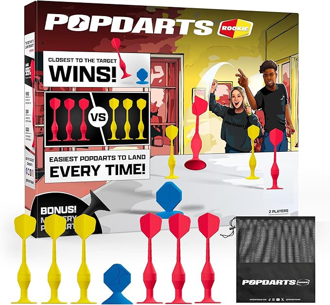 Popdarts Game Rookie Pack – Beginner-Friendly Suction Cup Dart Game for Kids, Families, and New Players | Indoor & Outdoor Target Toss Game | Fast Setup, Durable, Simple Rules, and Fun for All Ages!-StrideForce Fitness