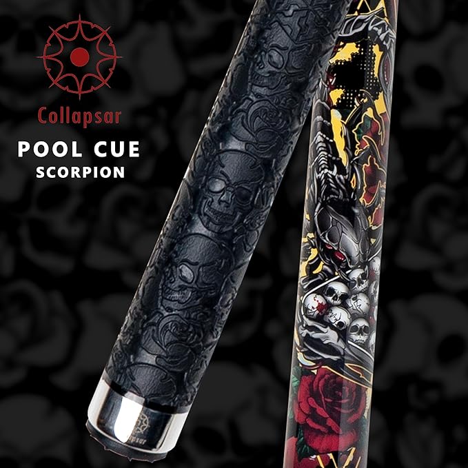 Collapsar CBP Pool Stick with 1X1 Hard Case,13mm Tip with Low Deflection Technology Billiard Cue,58" 2-Pieces 19-21 oz Professional Pool Cue Set-StrideForce Fitness