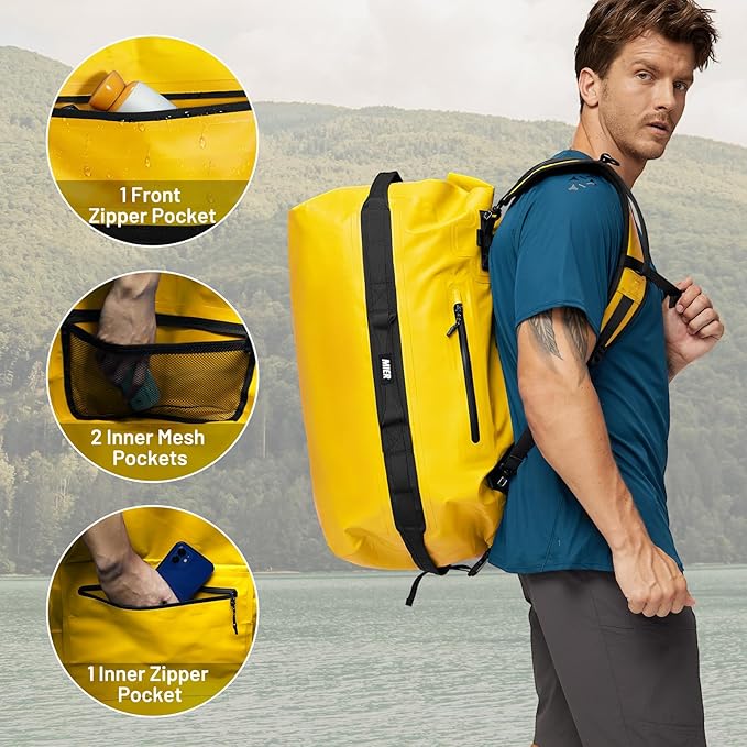 MIER Large Waterproof Duffel Bag Rolltop Dry Backpack Duffle Bags for Kayaking, Rafting, Boating, Swimming, Camping, Travel, Gym, Beach, 60L/80L-StrideForce Fitness
