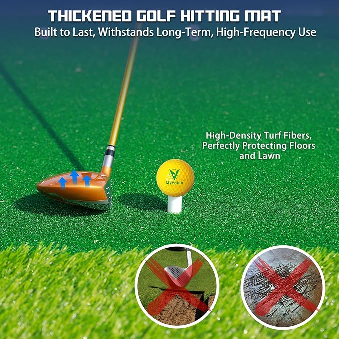 Upgrade Multi-Function Golf Hitting Mat – MyVoice 5x4ft Thickened Mat with Interchangeable Turf, Durable Non-Slip Base for Indoor & Outdoor Practice, Ideal for Golfers of All Levels-StrideForce Fitness