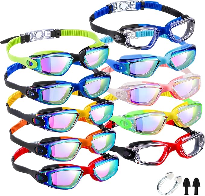 Konohan 10 Pack Swim Goggles Bulk for Kids adult Pool Goggles Anti Fog Silicone No Leak Swimming Glasses for Men Women Youth-StrideForce Fitness