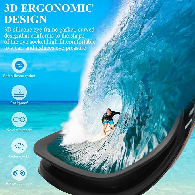 Swim Goggles,Swimming Goggles No Leaking Anti Fog UV Full Protection with Nose Clip Earplugs,Swim Pool Goggles for Adult Men Women Youth-StrideForce Fitness