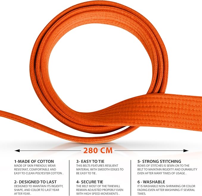 DXM SPORTS BJJ Jiu Jitsu Belt - Taekwondo Karate Belt - Martial Arts Uniform Ranking Judo Belt Double Stitched for Kids Adult-StrideForce Fitness