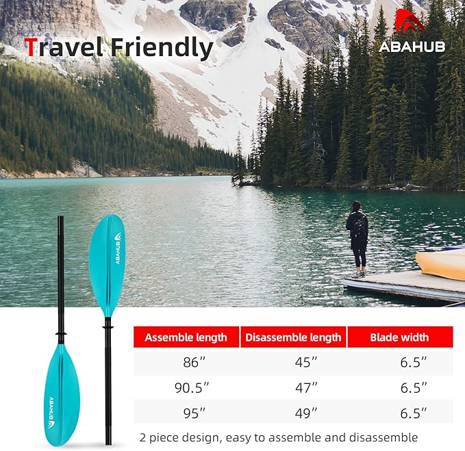 Abahub Kayak Paddle, 90.5 Inches Kayaking Oars for Boating, Canoeing with Free Paddle Leash, Aluminum Alloy Shaft Black/Blue/Green/Orange/Yellow Plastic Blades-StrideForce Fitness