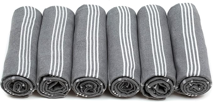 HAVLULAND Turkish Beach Towels Oversized -100% Turkish Cotton Super Soft Lightweight - Absorbent and Quick Drying Bath Towel - Sand Free Beach Towel - Turkish Towels for Adults (Grey, 12 Pack)-StrideForce Fitness
