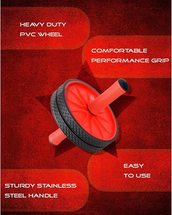 WOD Nation Ab Roller - Black & Red, Modern Core Fitness Equipment for Home Gym & Travel - Ab Wheel for Workout & Core Stability-StrideForce Fitness