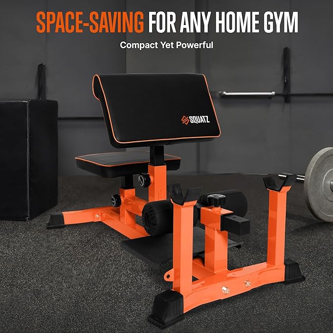 SQUATZ Sissy Squat Machine and Preacher Curl Crunch Rack - Foldable Squatting Bench for Home Gym Workout Station and Leg Exercise - Train Abs, Thighs, and Glutes, Multifunctional Fitness Equipment-StrideForce Fitness