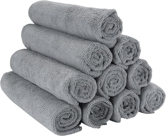 Arkwright Microfiber Gym Towel - Pack of 12 - Super Soft, Quick Dry Workout Sweat Towels, 300 GSM Lightweight & Absorbent for Sports, Working Out, Yoga, and Spa, 16 x 27 in, Grey-StrideForce Fitness