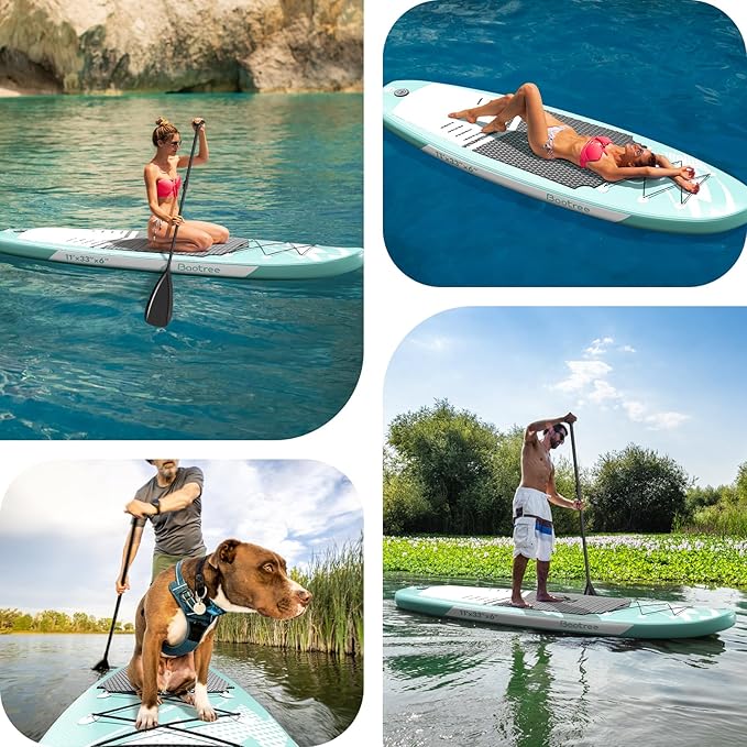 Inflatable Stand Up Paddle Board (6'' Thick) - Premium SUP Board with Durable SUP Accessories & Non-Slip Deck | Includes Paddle Pump & Backpack | for Adults/Youth-StrideForce Fitness