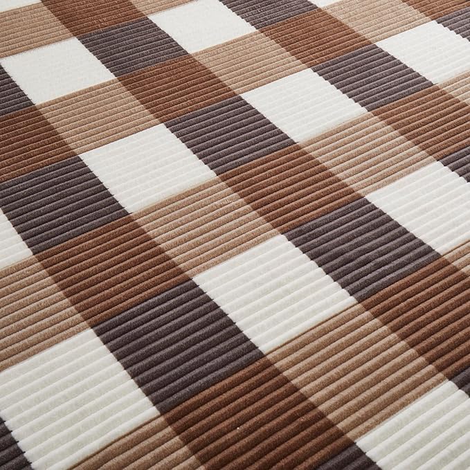 PU MEI Sherpa Blanket Twin Plaid Thick Bed Blanket, 60”*80” Super Soft Flannel Fuzzy Fleece Reversible Velvet Plush Warm Blanket for Couch (Beige Check, 60"*80")-StrideForce Fitness