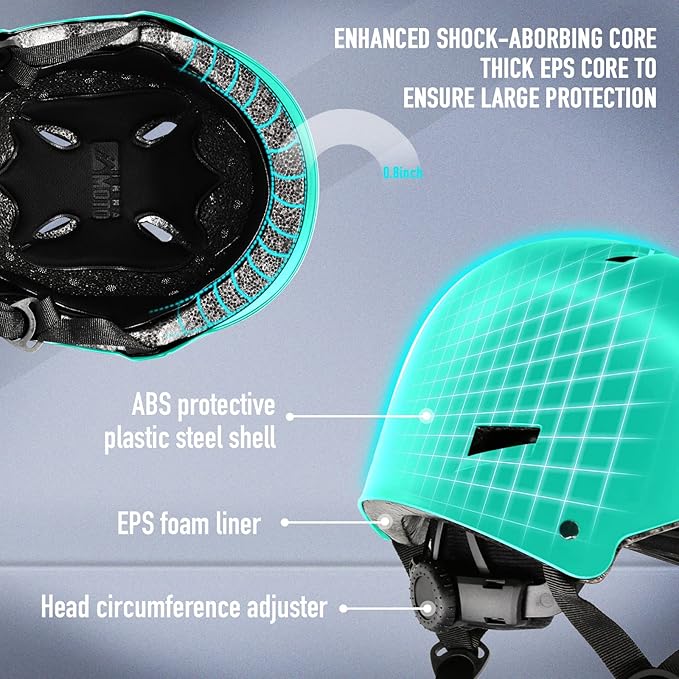 Skateboard Helmet for Adults - Adjustable Certified Safety Adults Helmet for Skateboarding Bike Bicycle Scooter Cycling Skate Skating Multisport Helmets for Women Men Boys Girls Kids Youth-StrideForce Fitness