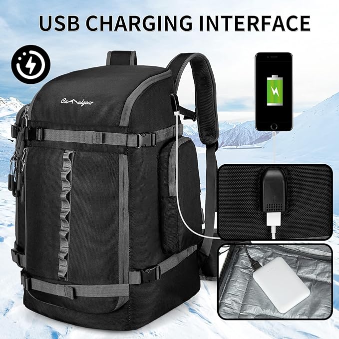 65L Ski Boot Bag,Large Duffle Travel Bag,1680D Nylon Waterproof Padded Ski Boot Bag Backpack For Women Men Kids-StrideForce Fitness