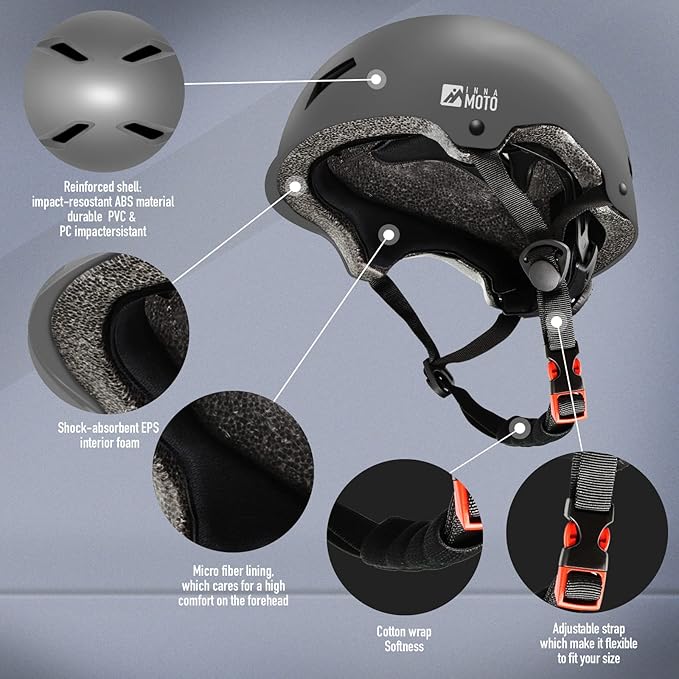 Skateboard Helmet for Adults - Adjustable Certified Safety Adults Helmet for Skateboarding Bike Bicycle Scooter Cycling Skate Skating Multisport Helmets for Women Men Boys Girls Kids Youth-StrideForce Fitness