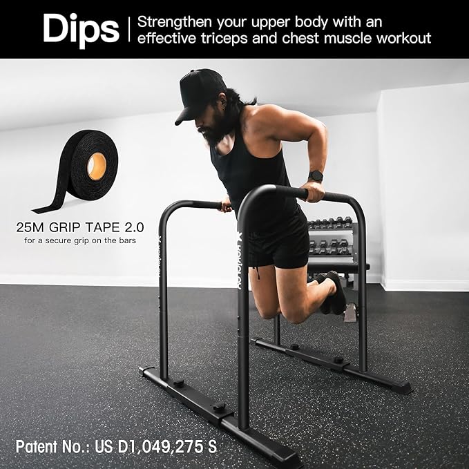 2025 Upgrade World's Best Strongest Premium Dip Bars With Adjustable Ultra-Stable Settings & Non-Slip Feet - USA Original Patent, Designed, Shipped, Warranty-StrideForce Fitness