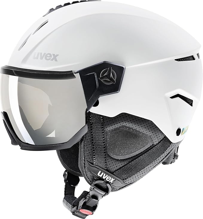 uvex Instinct Visor - Adjustable ski & Snowboard Helmet with Integrated Visor for Women & Men - White-Black Matte - Medium-StrideForce Fitness