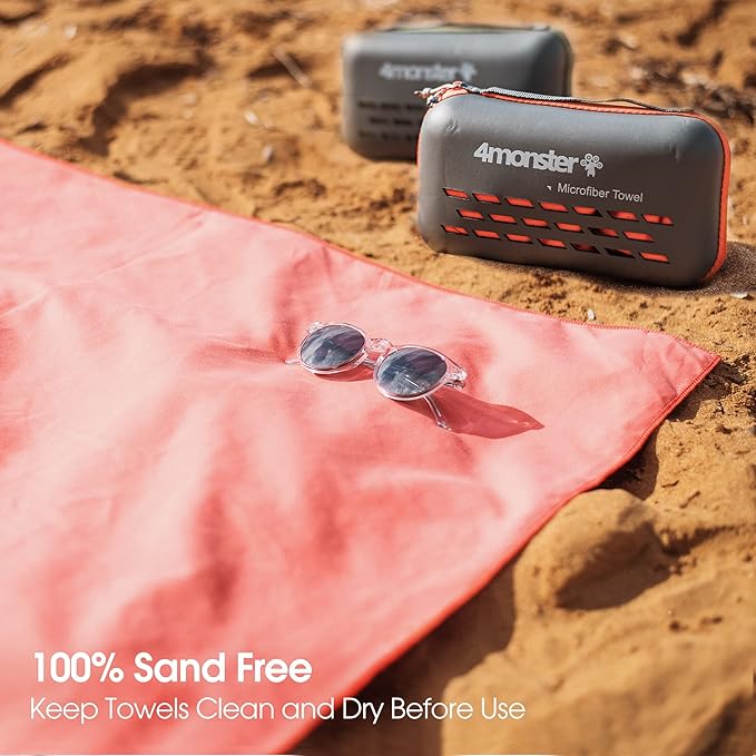 4Monster Camping Towels Super Absorbent, Fast Drying Microfiber Travel Towel, Quick Dry Ultra Soft Compact Gym Towel for Swimming Beach Hiking Yoga Travel Sports Backpack (71.00" x 35.00", Red)-StrideForce Fitness