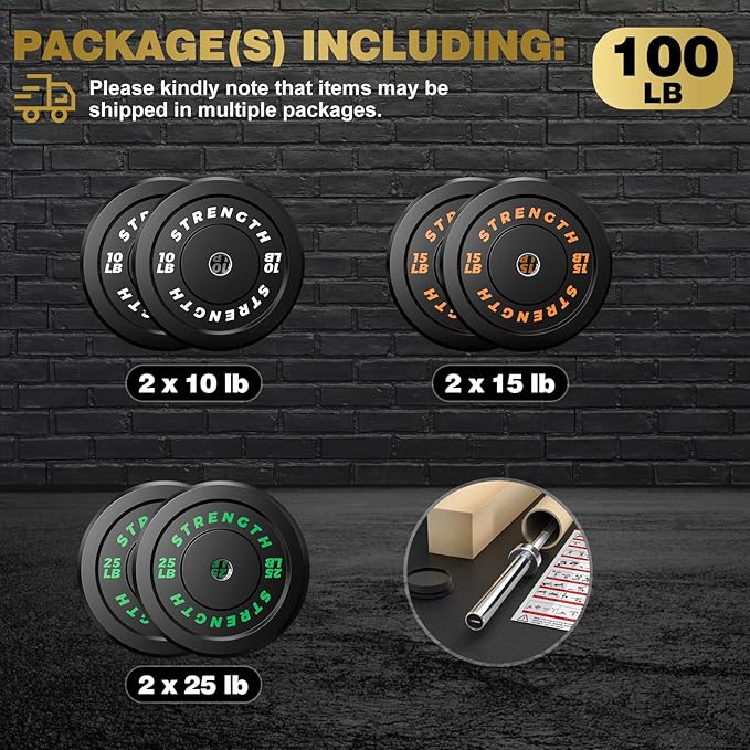 Olympic Rubber Bumper Weight Set - 2 Inch Barbell Plates for Home Gym Strength Training-StrideForce Fitness